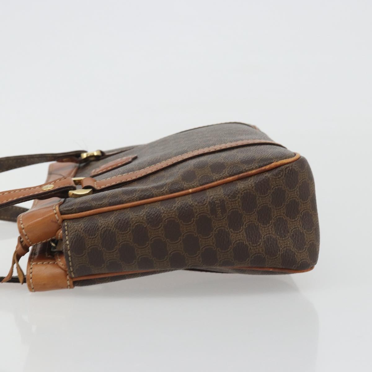 CELINE Macadam Canvas Hand Bag PVC Leather Brown Gold Auth mr2661