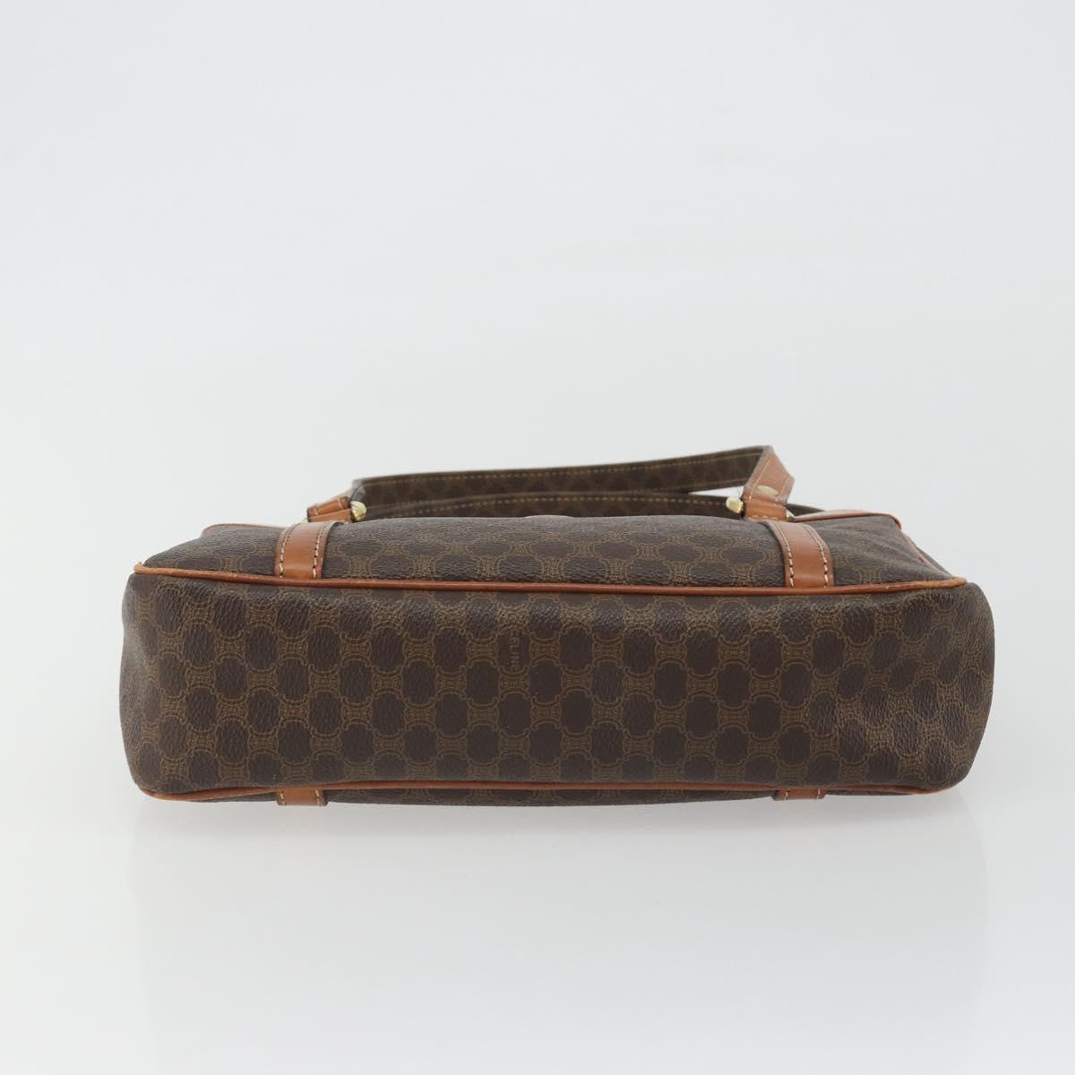 CELINE Macadam Canvas Hand Bag PVC Leather Brown Gold Auth mr2661