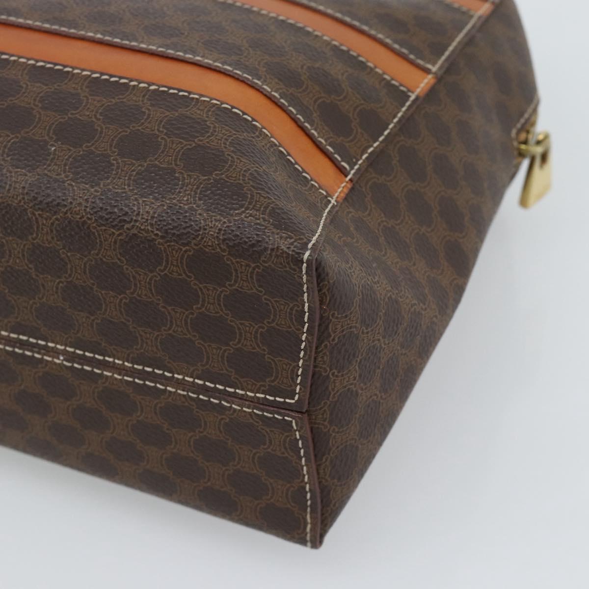 CELINE Macadam Canvas Hand Bag PVC Leather Brown Gold Auth mr2662