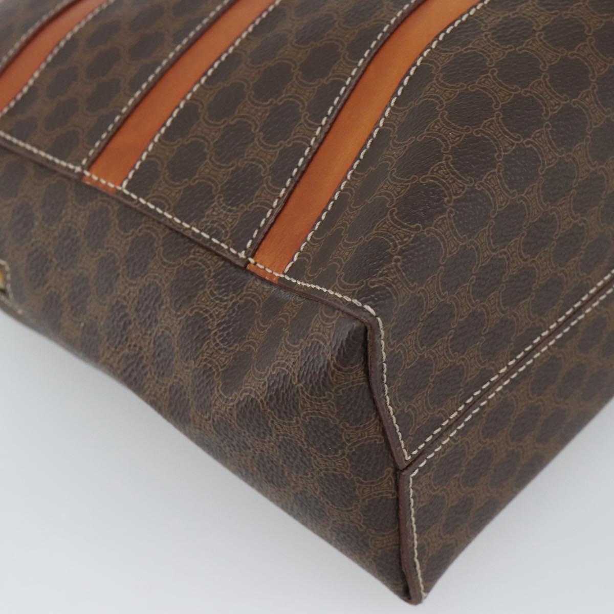 CELINE Macadam Canvas Hand Bag PVC Leather Brown Gold Auth mr2662