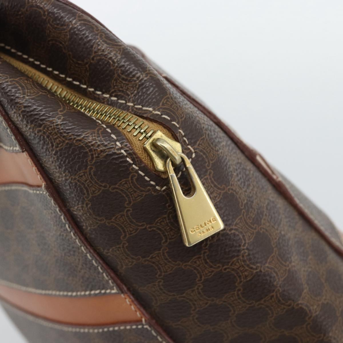 CELINE Macadam Canvas Hand Bag PVC Leather Brown Gold Auth mr2662