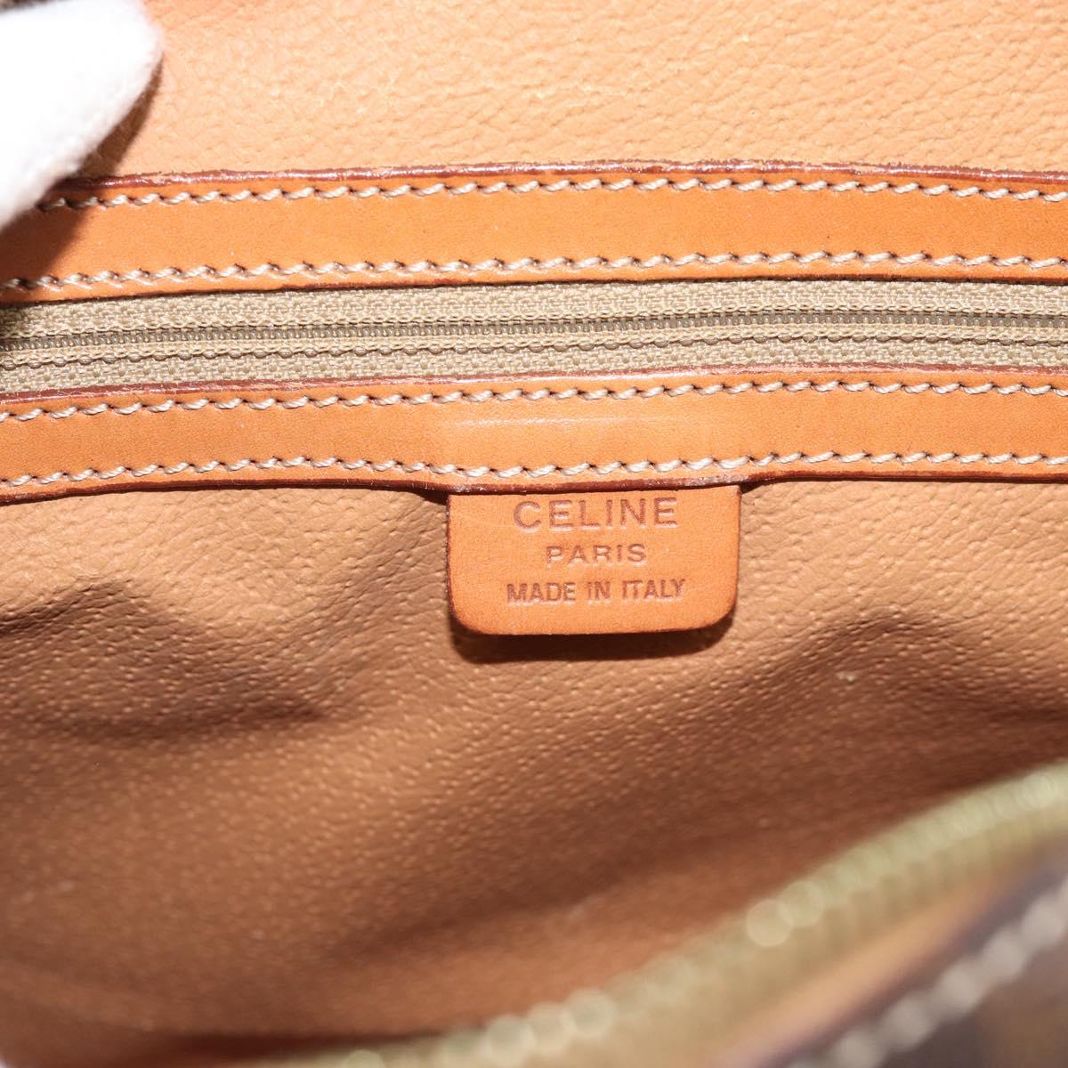 CELINE Macadam Canvas Hand Bag PVC Leather Brown Gold Auth mr2662