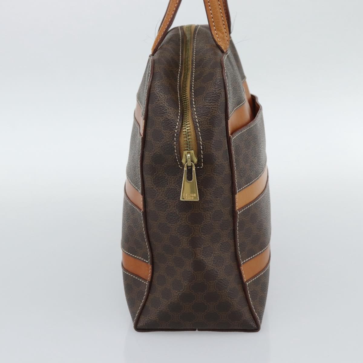 CELINE Macadam Canvas Hand Bag PVC Leather Brown Gold Auth mr2662