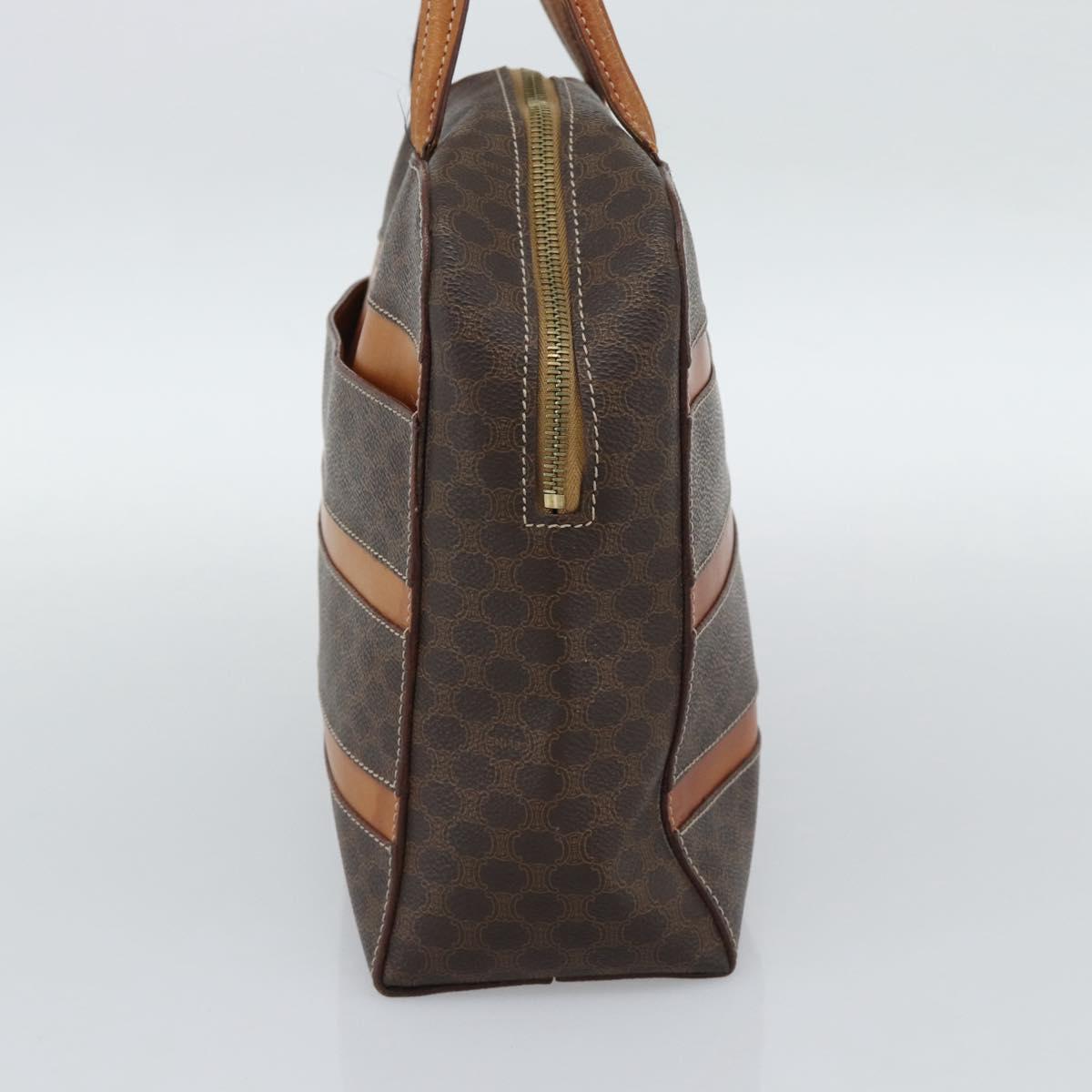 CELINE Macadam Canvas Hand Bag PVC Leather Brown Gold Auth mr2662