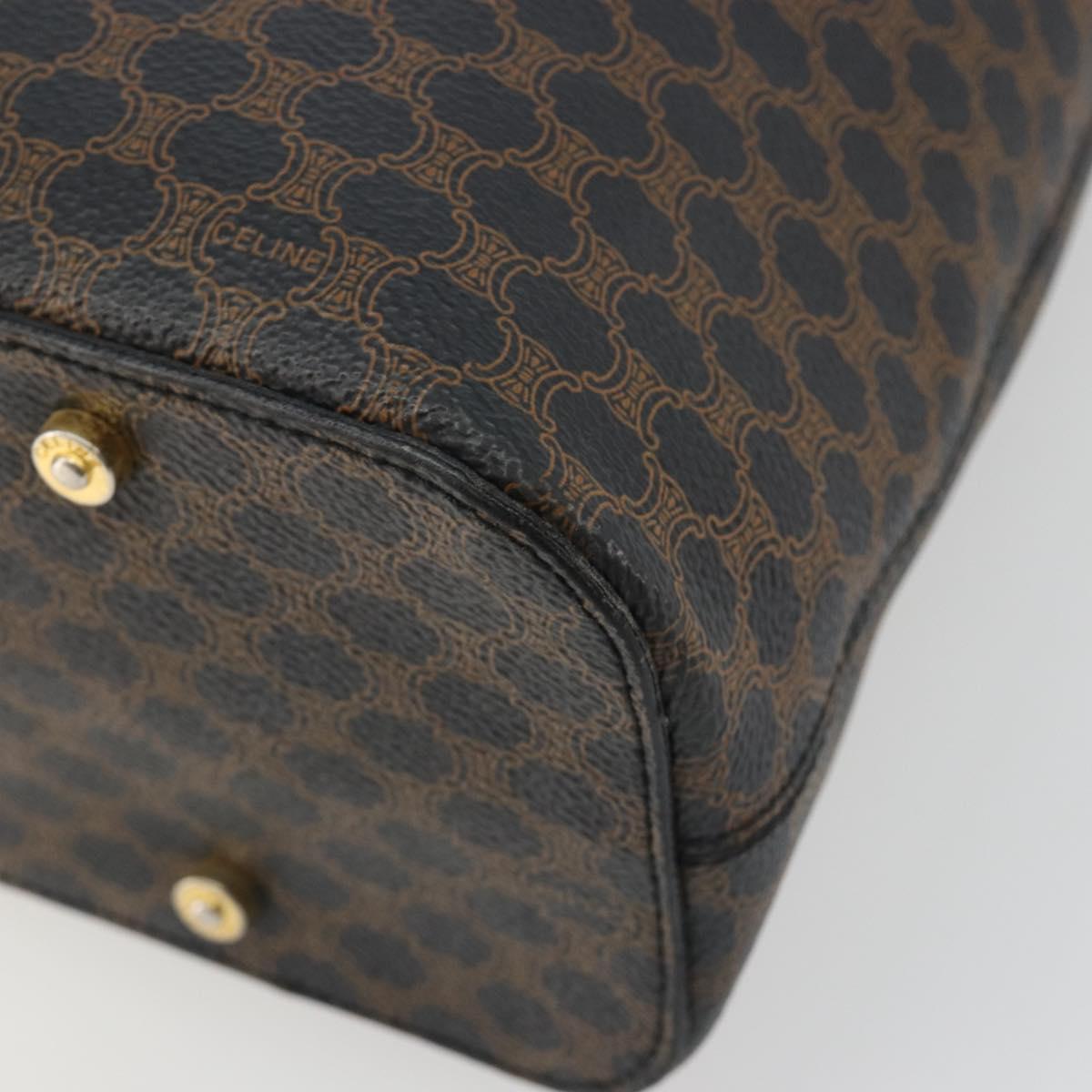 CELINE Macadam Canvas Shoulder Bag PVC Leather Black Gold Auth mr2663