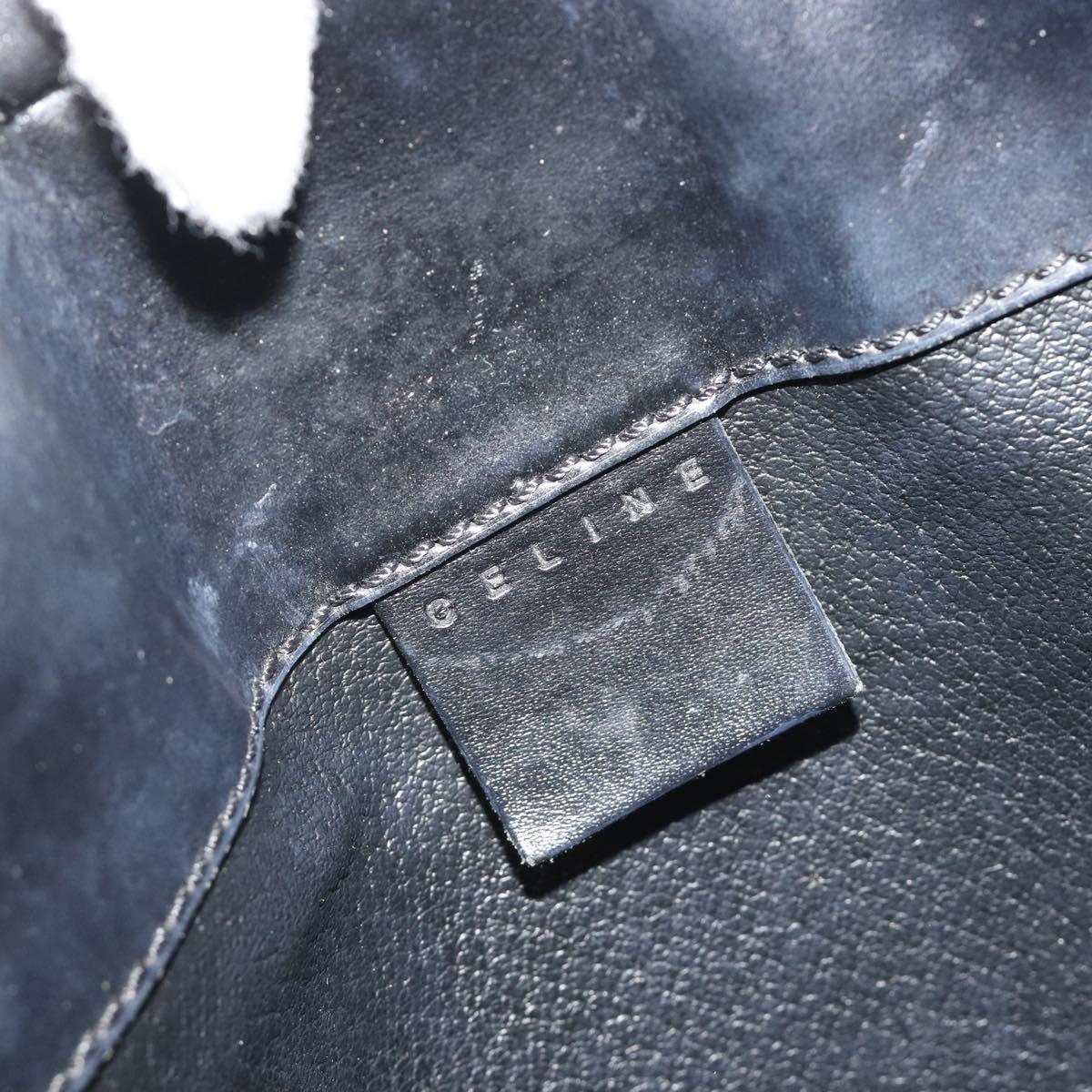 CELINE Macadam Canvas Shoulder Bag PVC Leather Black Gold Auth mr2663