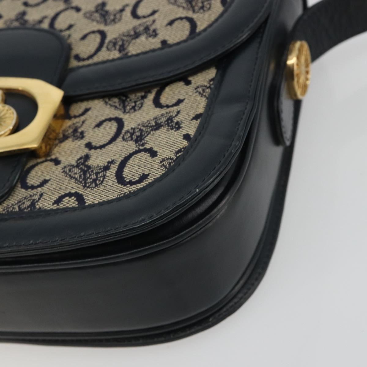 CELINE C Sulky Shoulder Bag Canvas Black Gold Auth mr2664