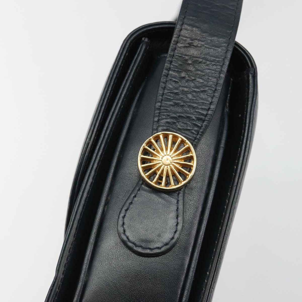 CELINE C Sulky Shoulder Bag Canvas Black Gold Auth mr2664