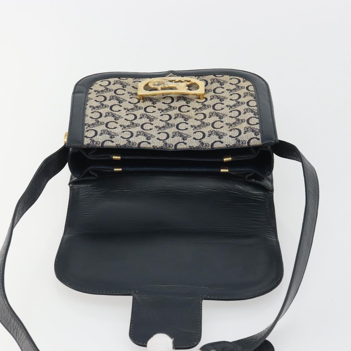 CELINE C Sulky Shoulder Bag Canvas Black Gold Auth mr2664