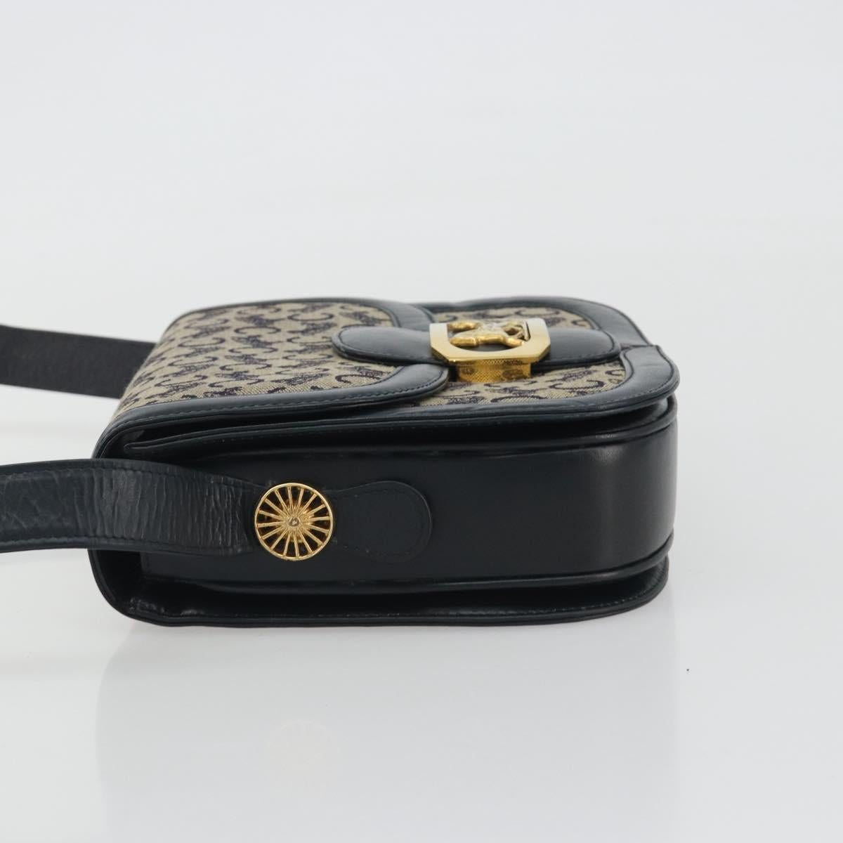 CELINE C Sulky Shoulder Bag Canvas Black Gold Auth mr2664