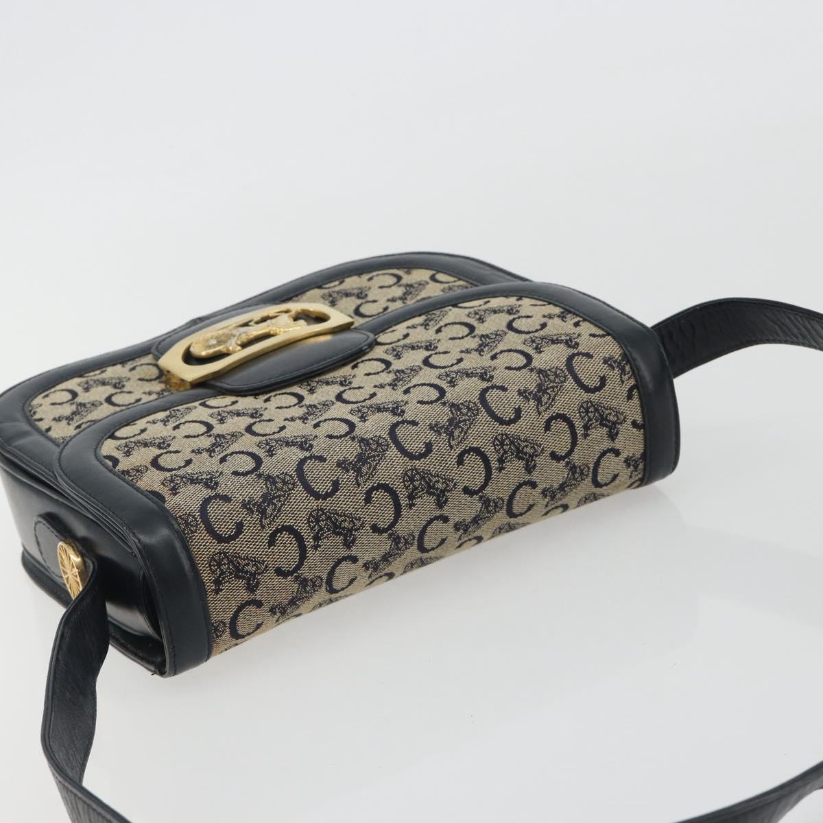 CELINE C Sulky Shoulder Bag Canvas Black Gold Auth mr2664
