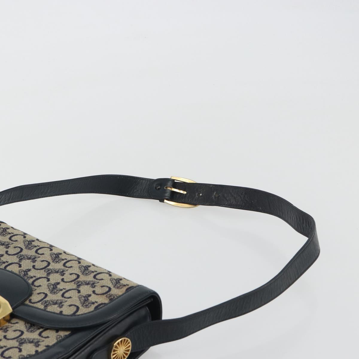 CELINE C Sulky Shoulder Bag Canvas Black Gold Auth mr2664