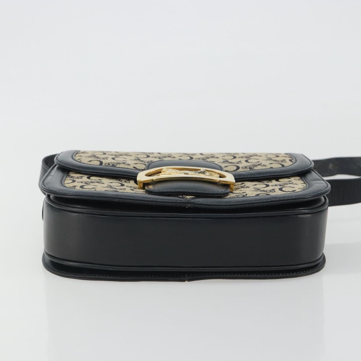 CELINE C Sulky Shoulder Bag Canvas Black Gold Auth mr2664