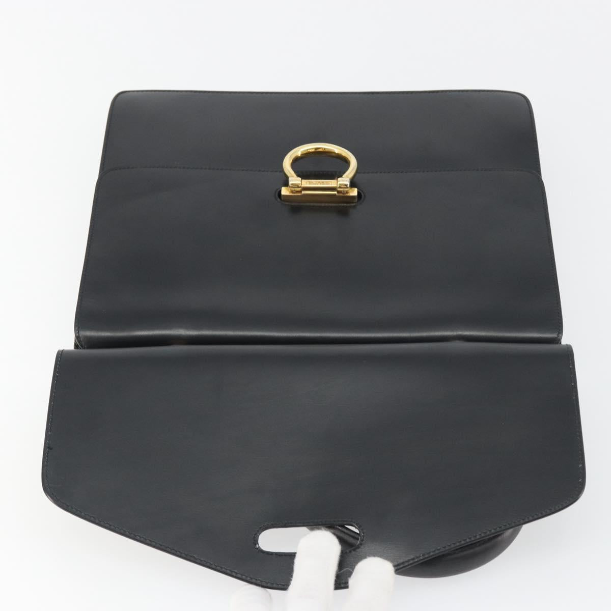 CELINE Hand Bag Leather Black Gold Auth mr2665V