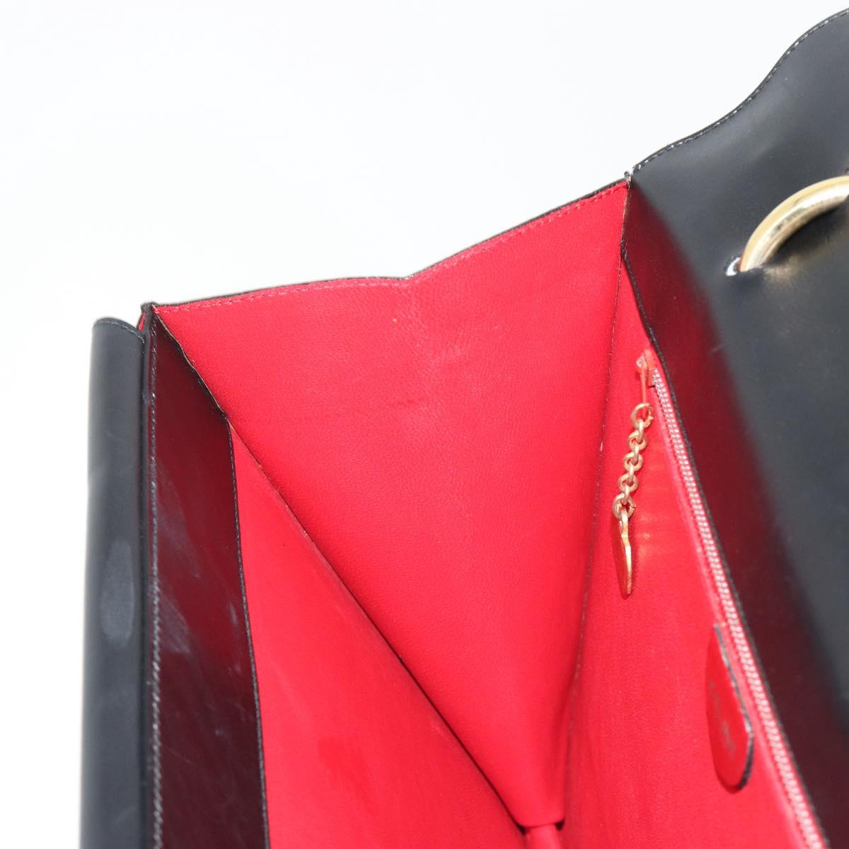 CELINE Hand Bag Leather Black Gold Auth mr2665V