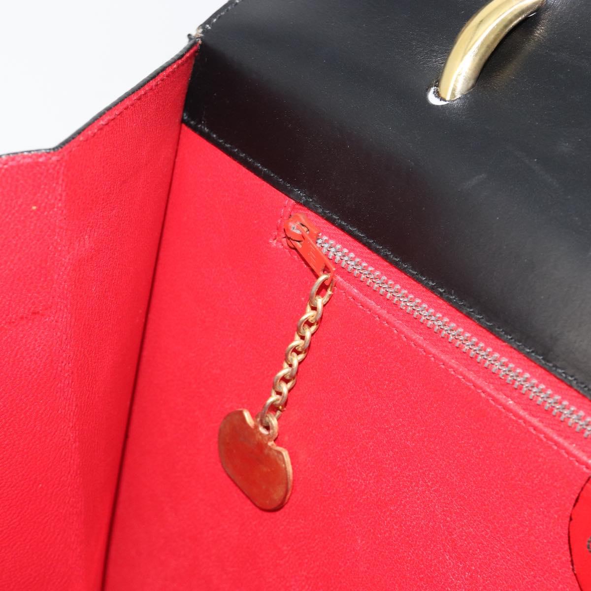 CELINE Hand Bag Leather Black Gold Auth mr2665V
