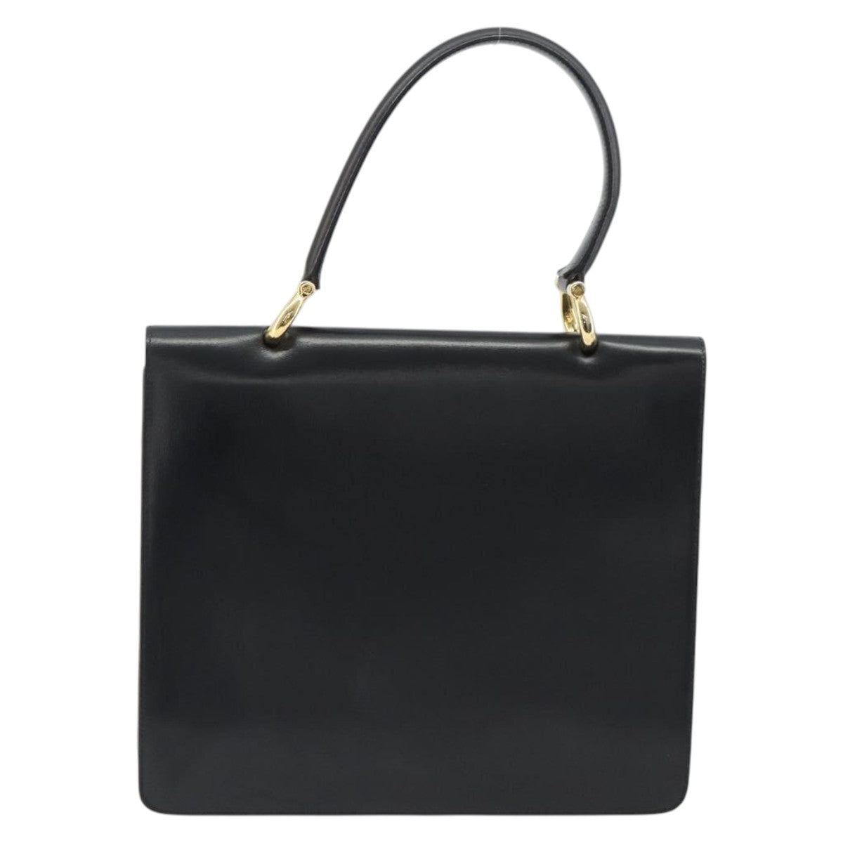 CELINE Hand Bag Leather Black Gold Auth mr2665V