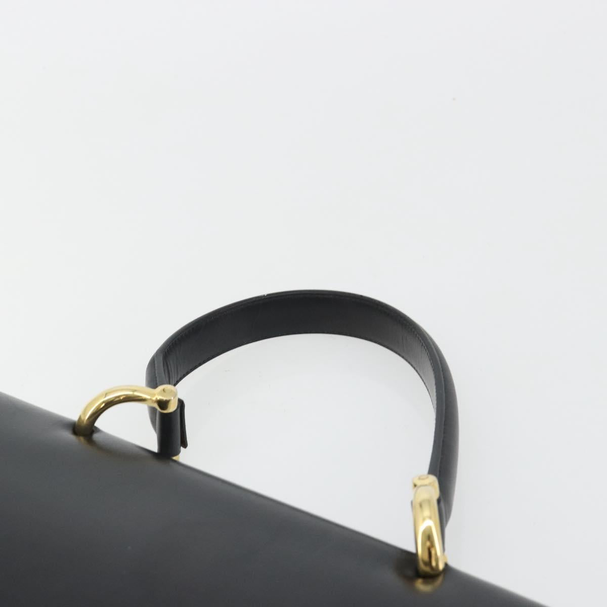 CELINE Hand Bag Leather Black Gold Auth mr2665V
