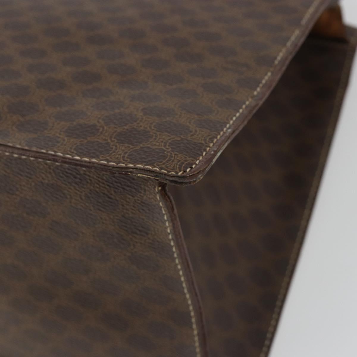 CELINE Macadam Canvas Hand Bag PVC Leather Brown Gold Auth mr2666