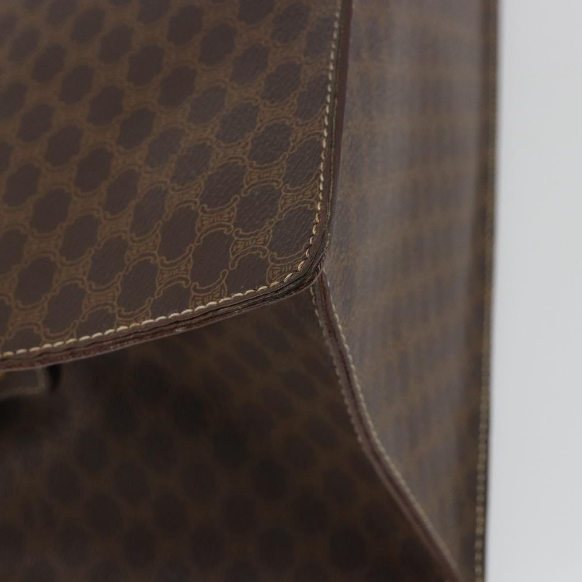 CELINE Macadam Canvas Hand Bag PVC Leather Brown Gold Auth mr2666