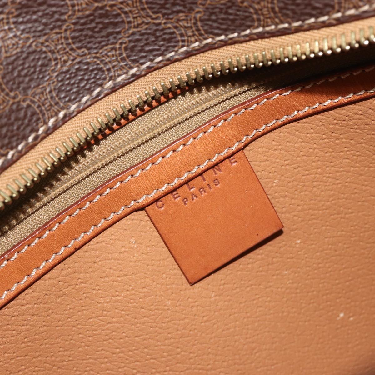 CELINE Macadam Canvas Hand Bag PVC Leather Brown Gold Auth mr2666