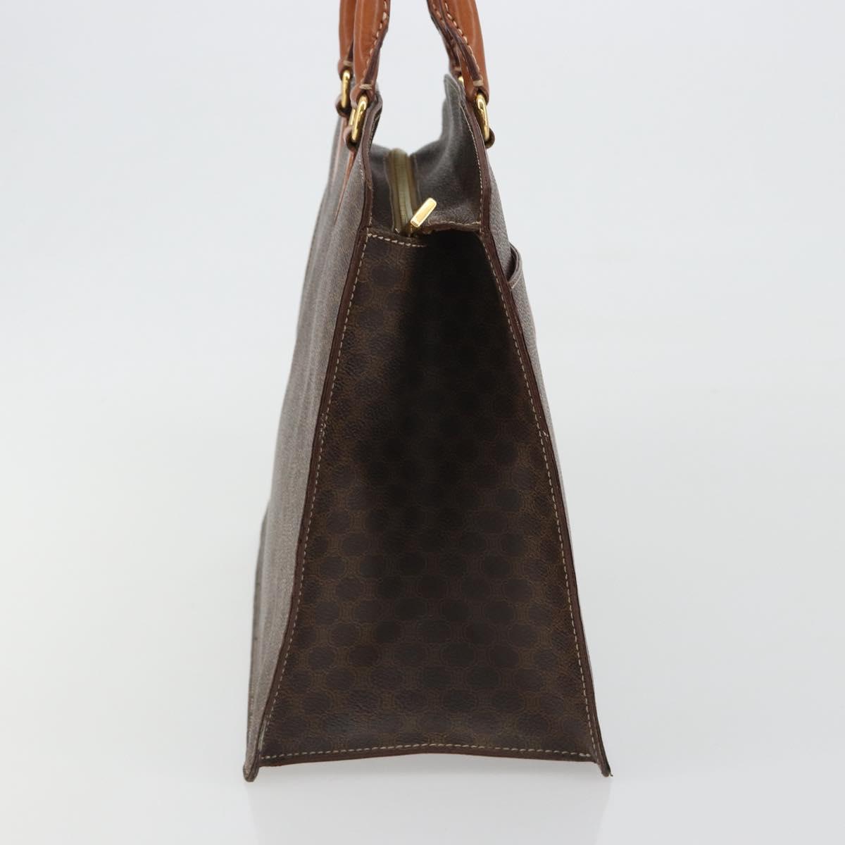 CELINE Macadam Canvas Hand Bag PVC Leather Brown Gold Auth mr2666