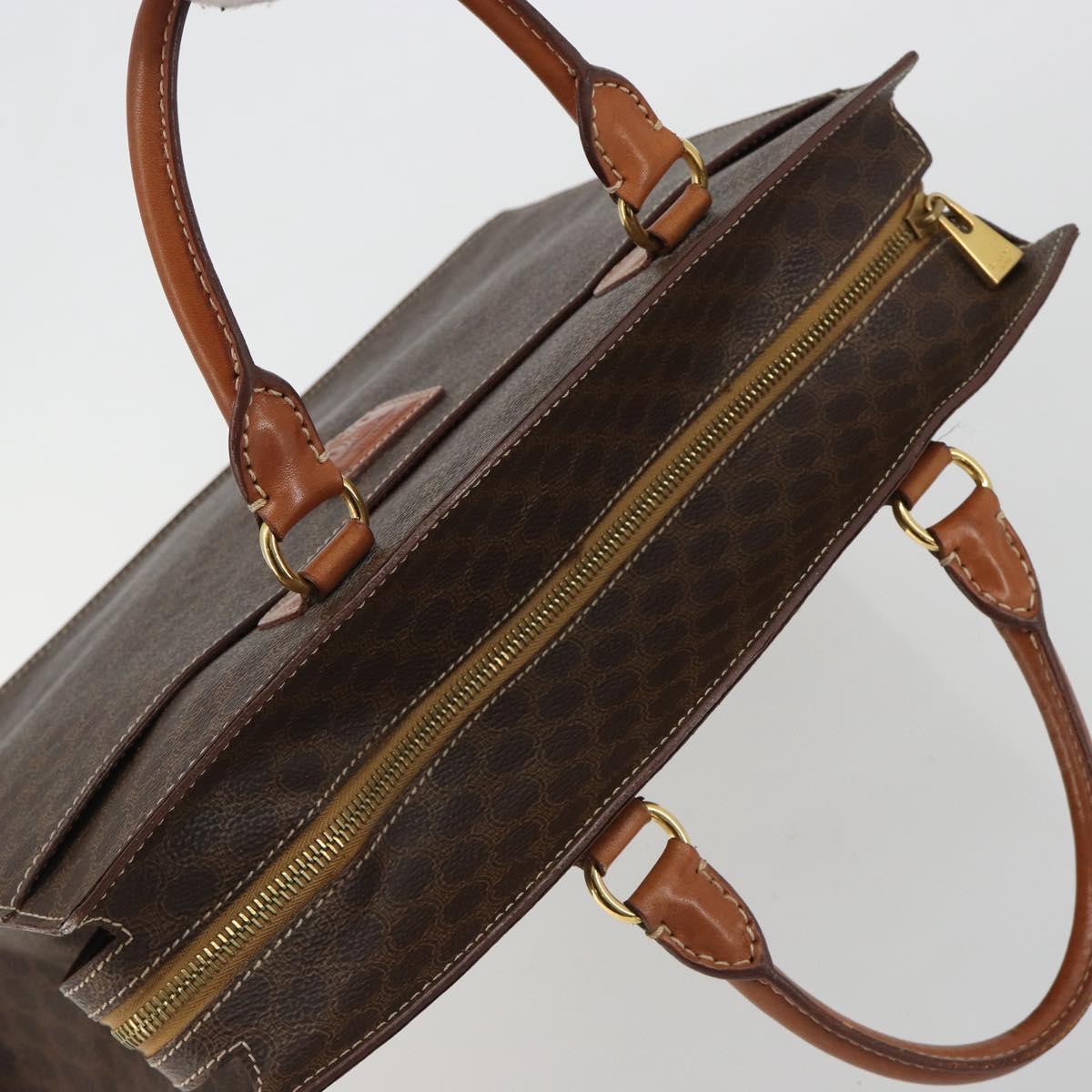 CELINE Macadam Canvas Hand Bag PVC Leather Brown Gold Auth mr2666