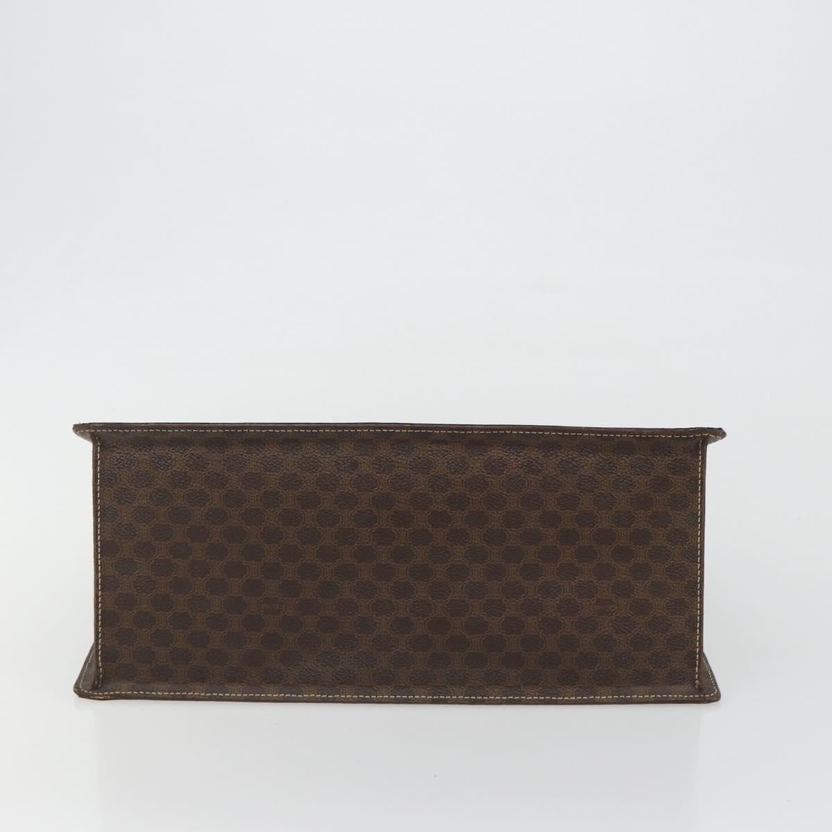 CELINE Macadam Canvas Hand Bag PVC Leather Brown Gold Auth mr2666