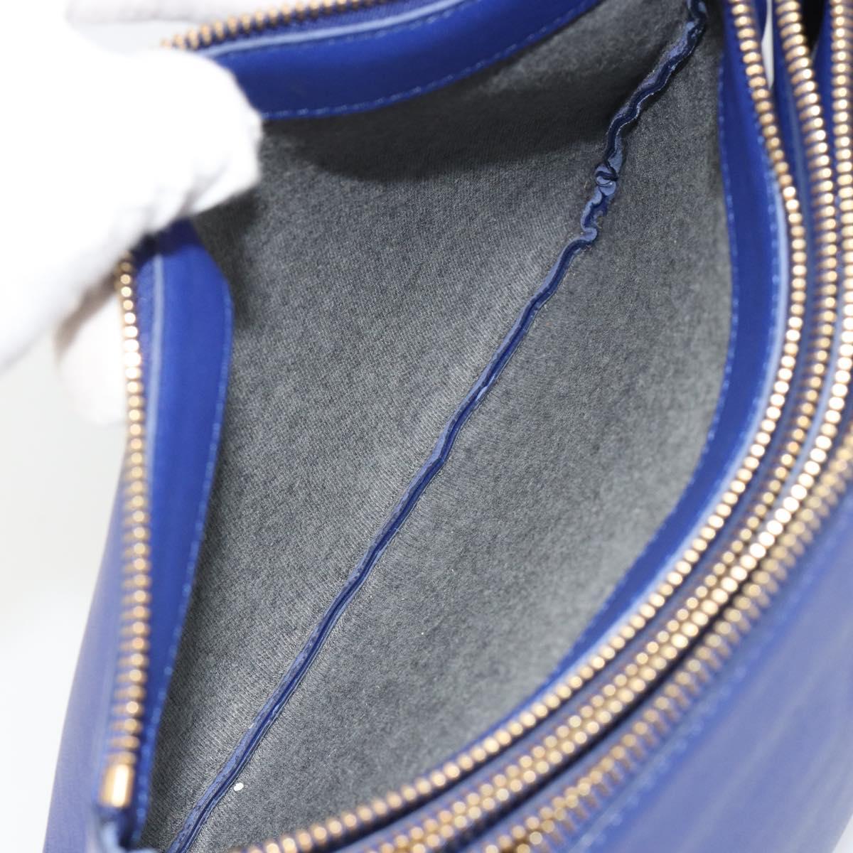 CELINE Trio Shoulder Bag Leather Blue Gold Auth mr2667