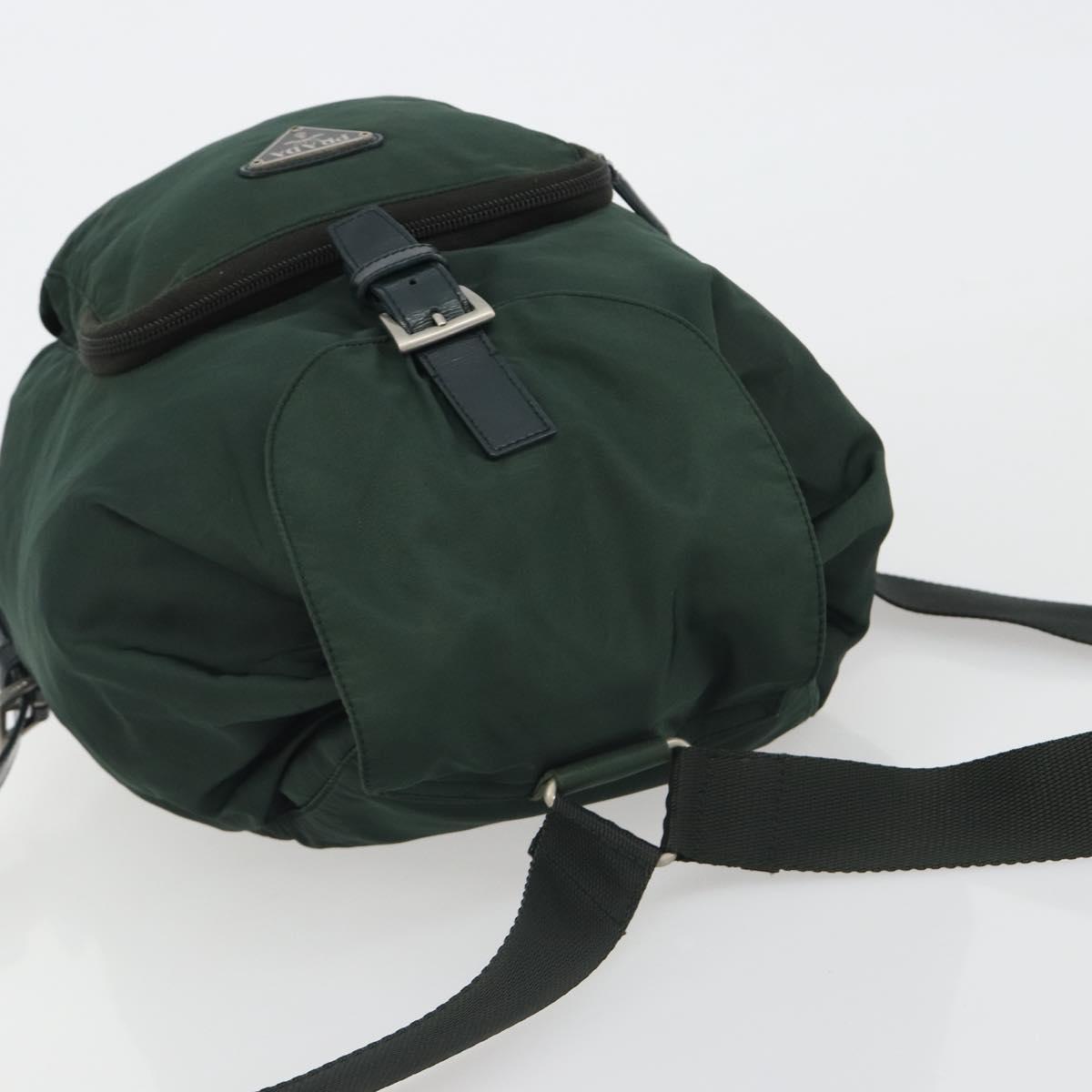PRADA Backpack Nylon Green Silver Auth mr2668