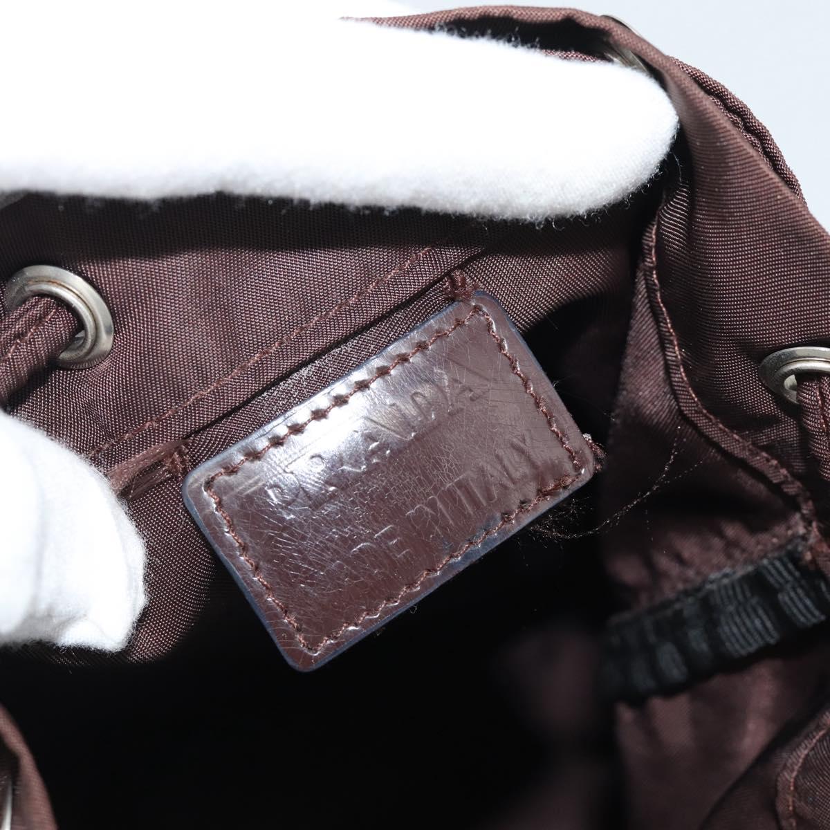 PRADA Pouch Nylon Brown Silver Auth mr2669