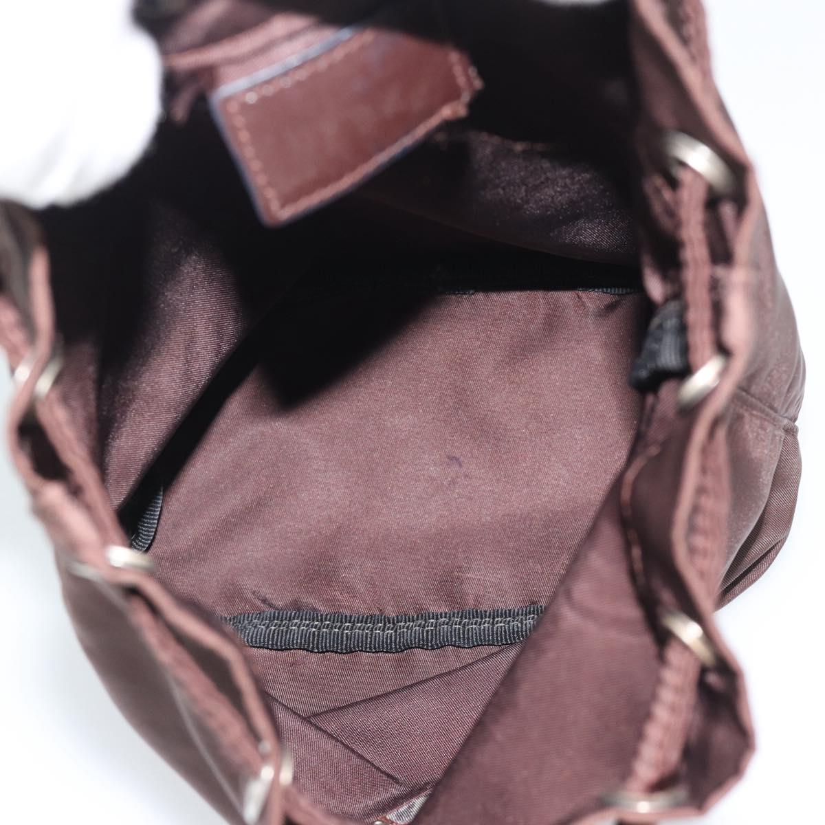 PRADA Pouch Nylon Brown Silver Auth mr2669