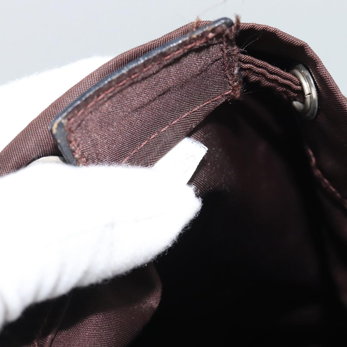 PRADA Pouch Nylon Brown Silver Auth mr2669