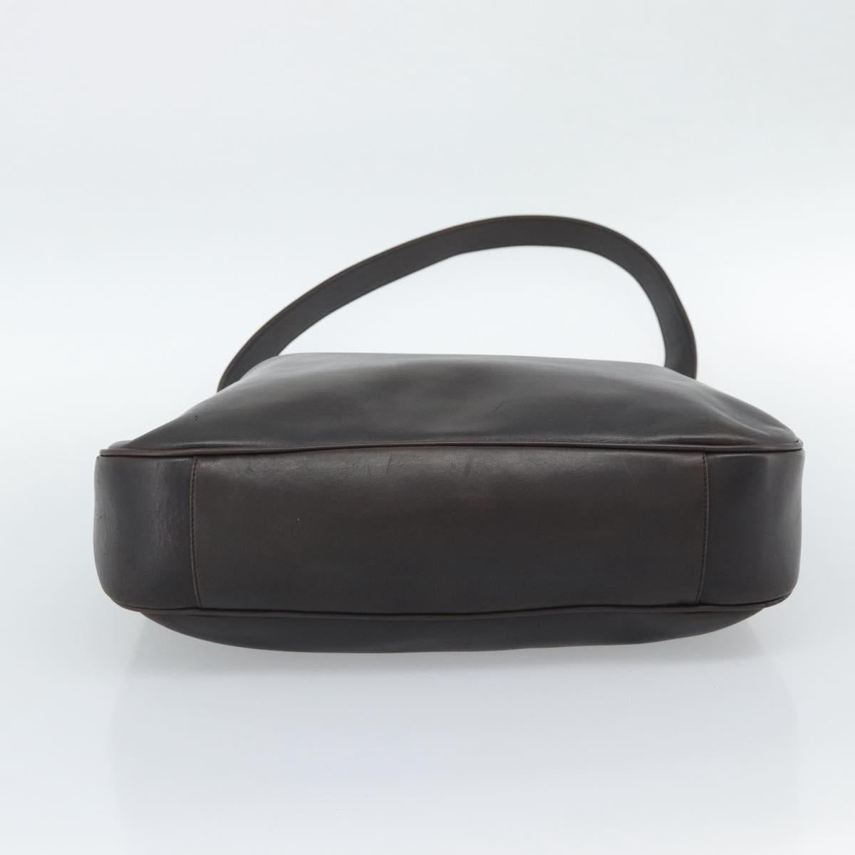 GUCCI Bamboo Shoulder Bag Leather 2way Brown Silver 0011577 Auth mr2670