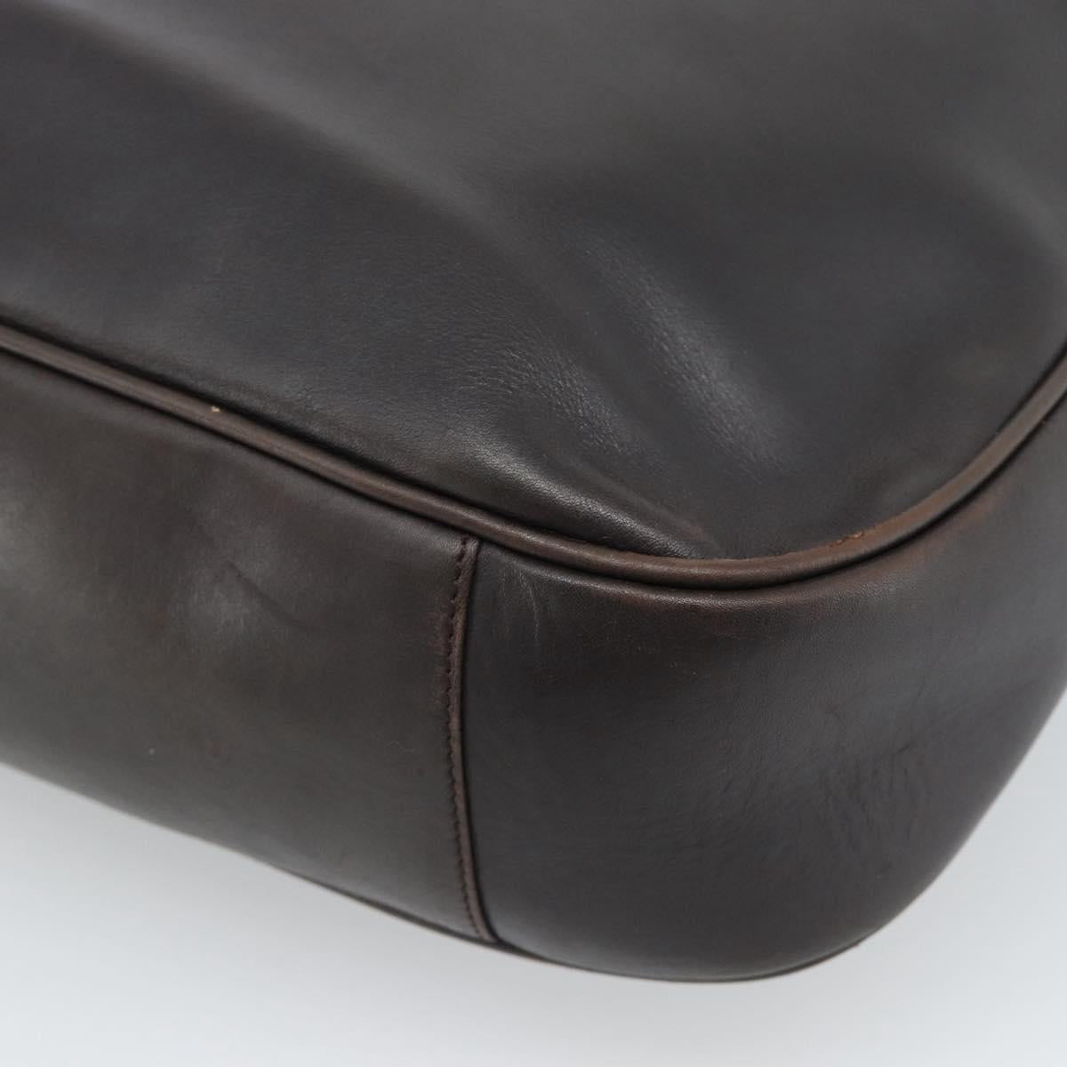 GUCCI Bamboo Shoulder Bag Leather 2way Brown Silver 0011577 Auth mr2670