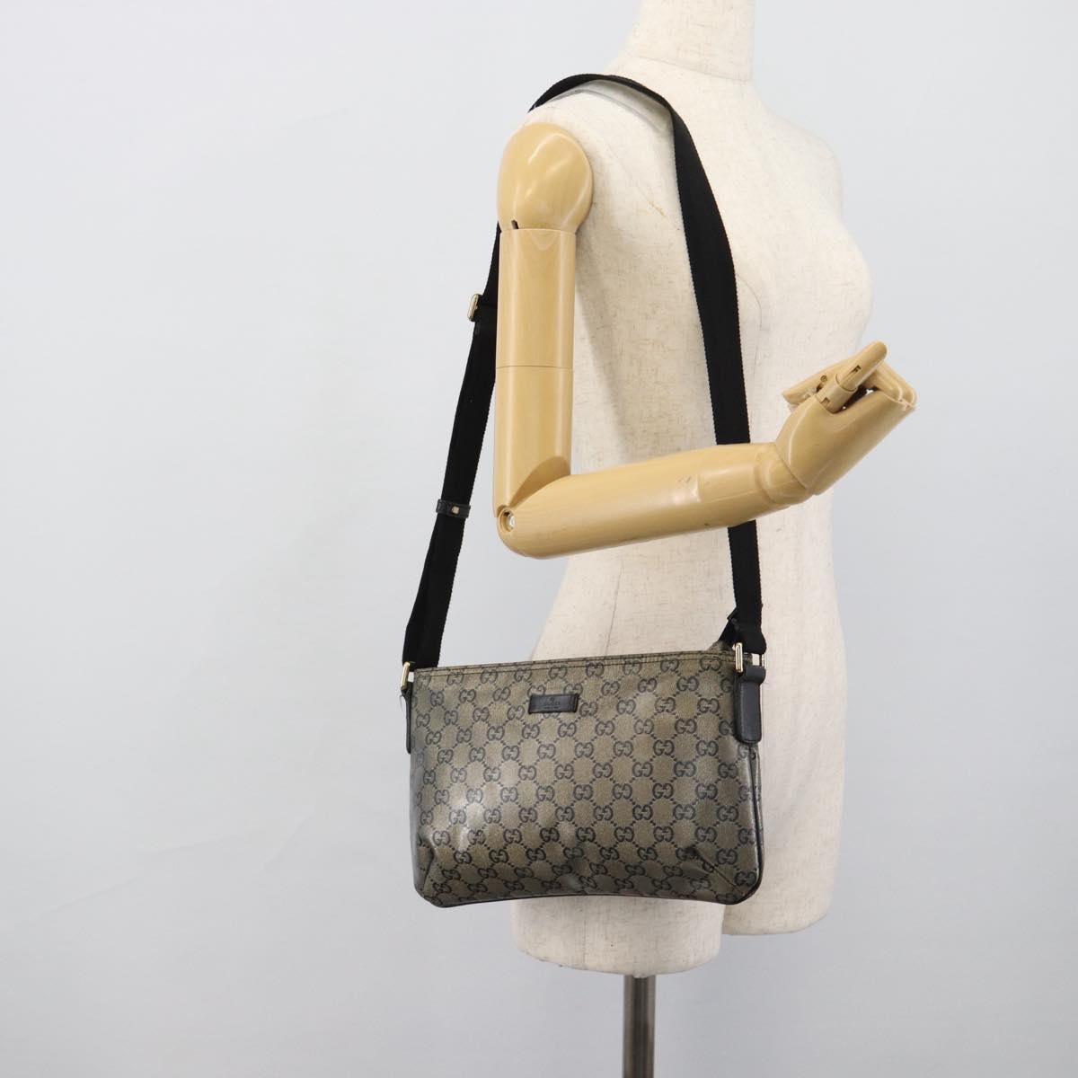 GUCCI GG Crystal Shoulder Bag Coated Canvas Gold 189749 Auth mr2671