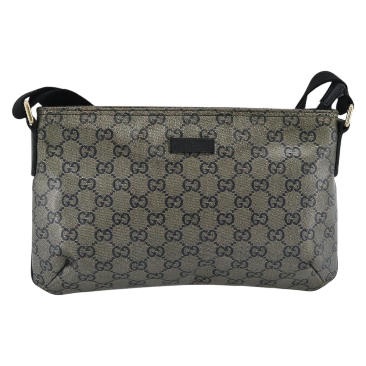 GUCCI GG Crystal Shoulder Bag Coated Canvas Gold 189749 Auth mr2671