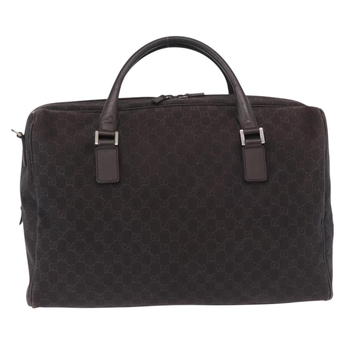 GUCCI GG Canvas Boston Bag 2way Brown Silver 196356 Auth mr2672
