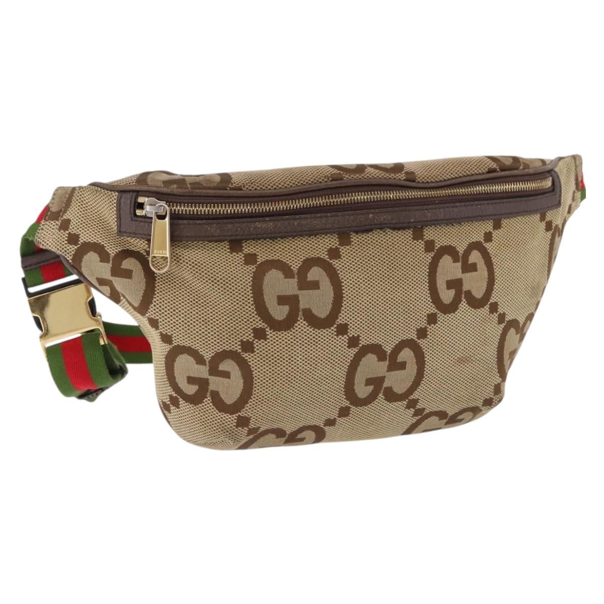 GUCCI GG Canvas Body Bag Beige Gold 696031 Auth mr2675A