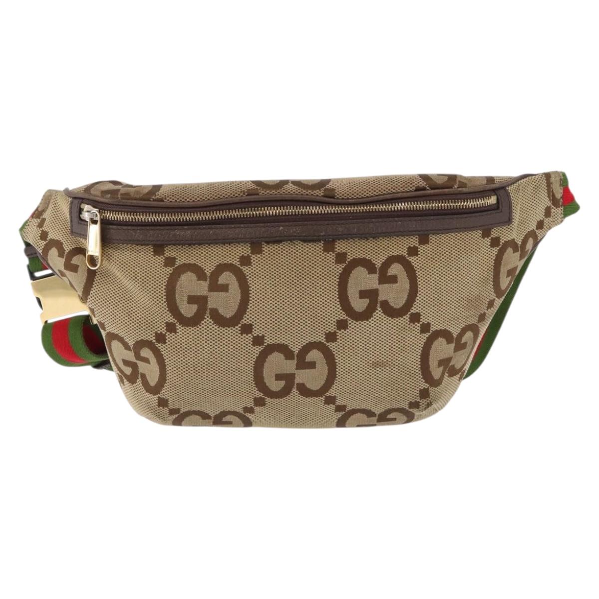 GUCCI GG Canvas Body Bag Beige Gold 696031 Auth mr2675A