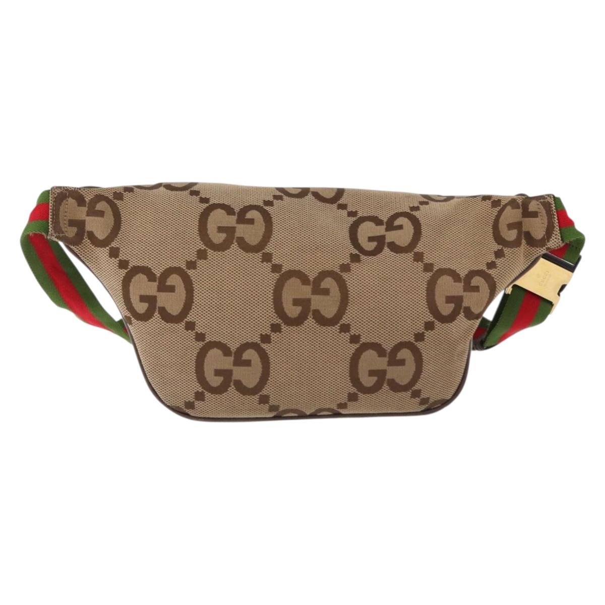 GUCCI GG Canvas Body Bag Beige Gold 696031 Auth mr2675A