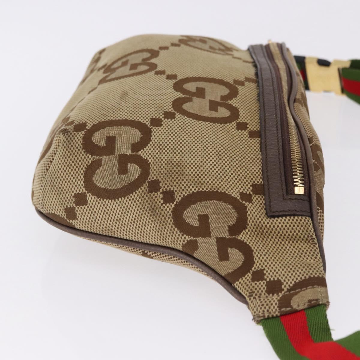 GUCCI GG Canvas Body Bag Beige Gold 696031 Auth mr2675A