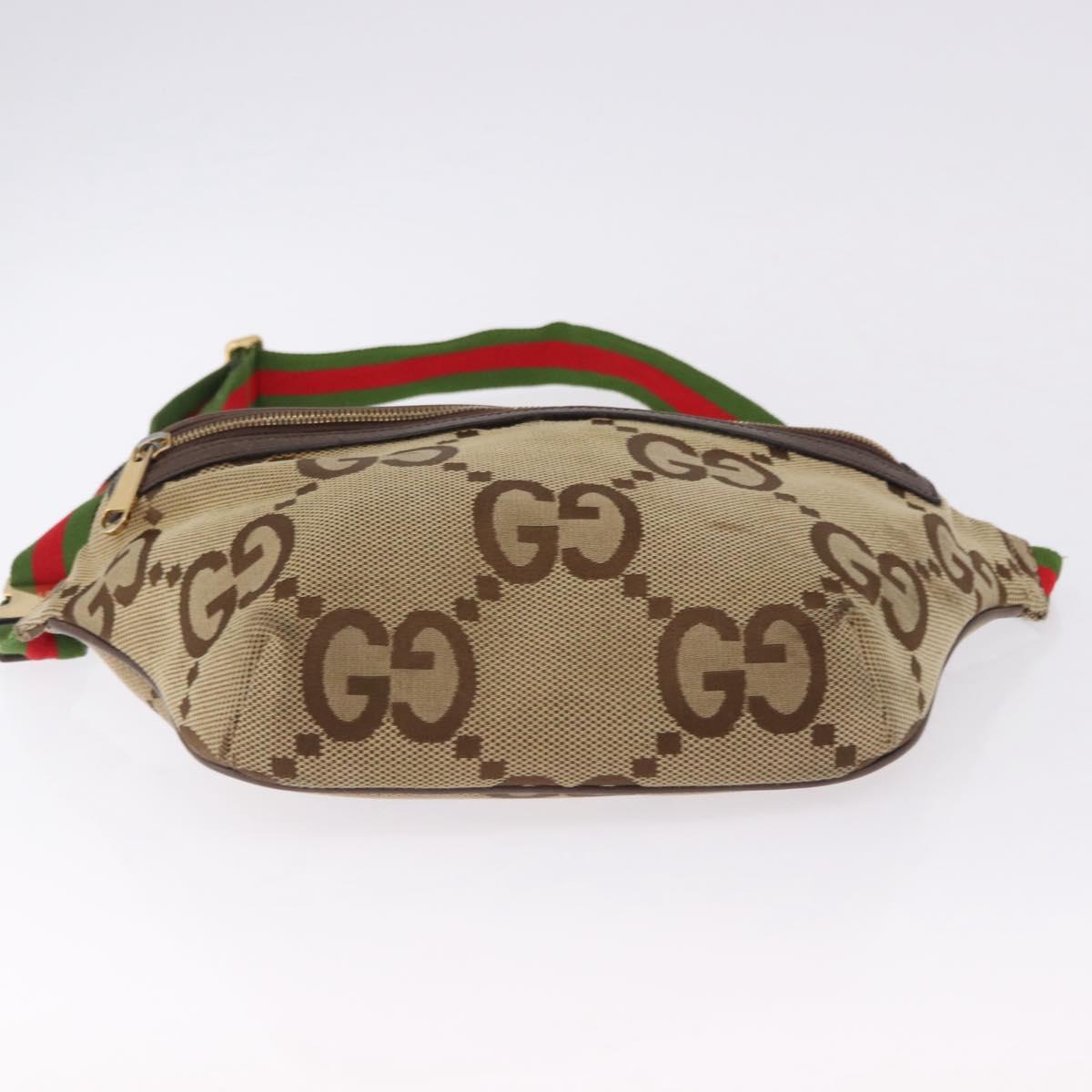 GUCCI GG Canvas Body Bag Beige Gold 696031 Auth mr2675A