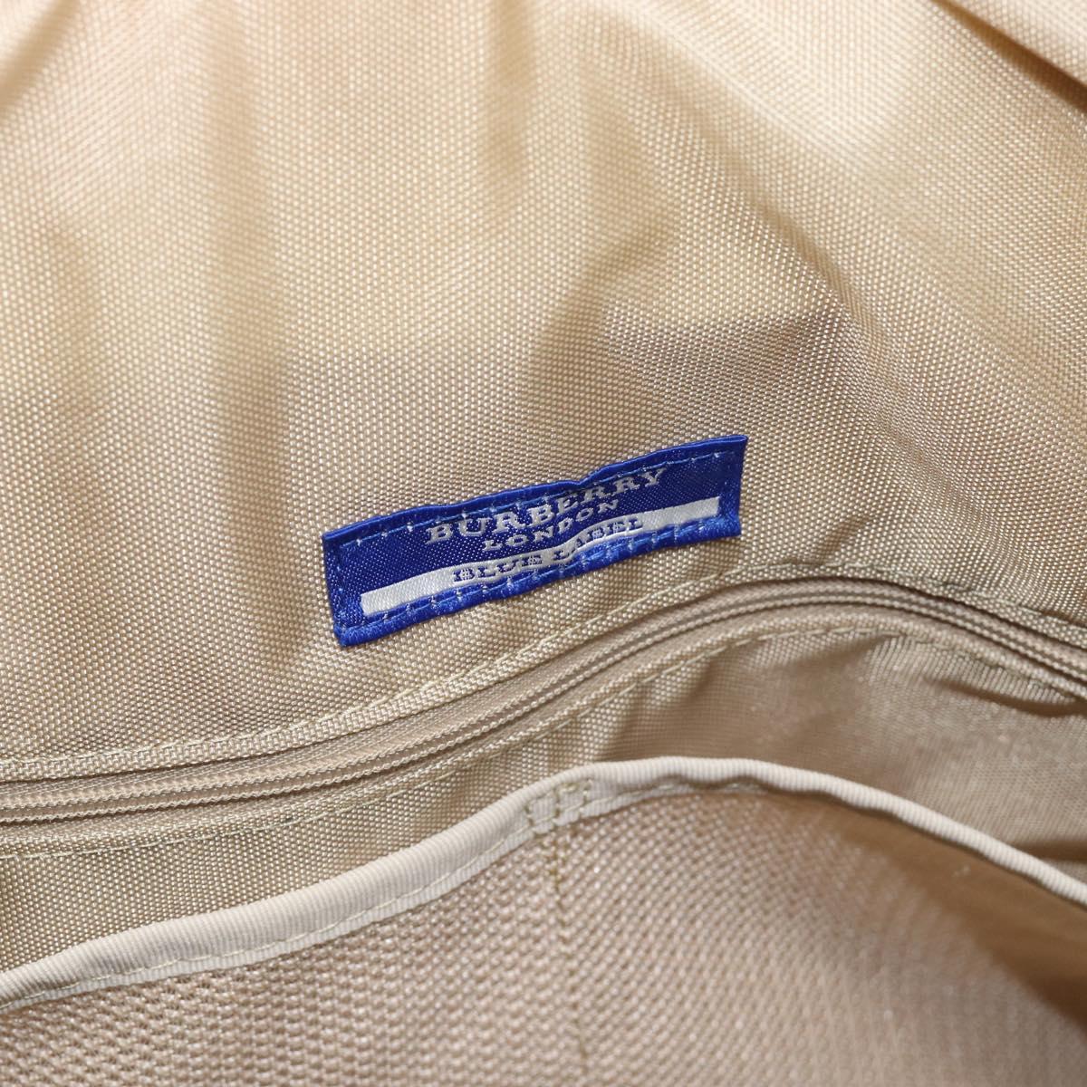 BURBERRY Blue Label Boston Bag Canvas 2way Beige Silver Auth mr2676