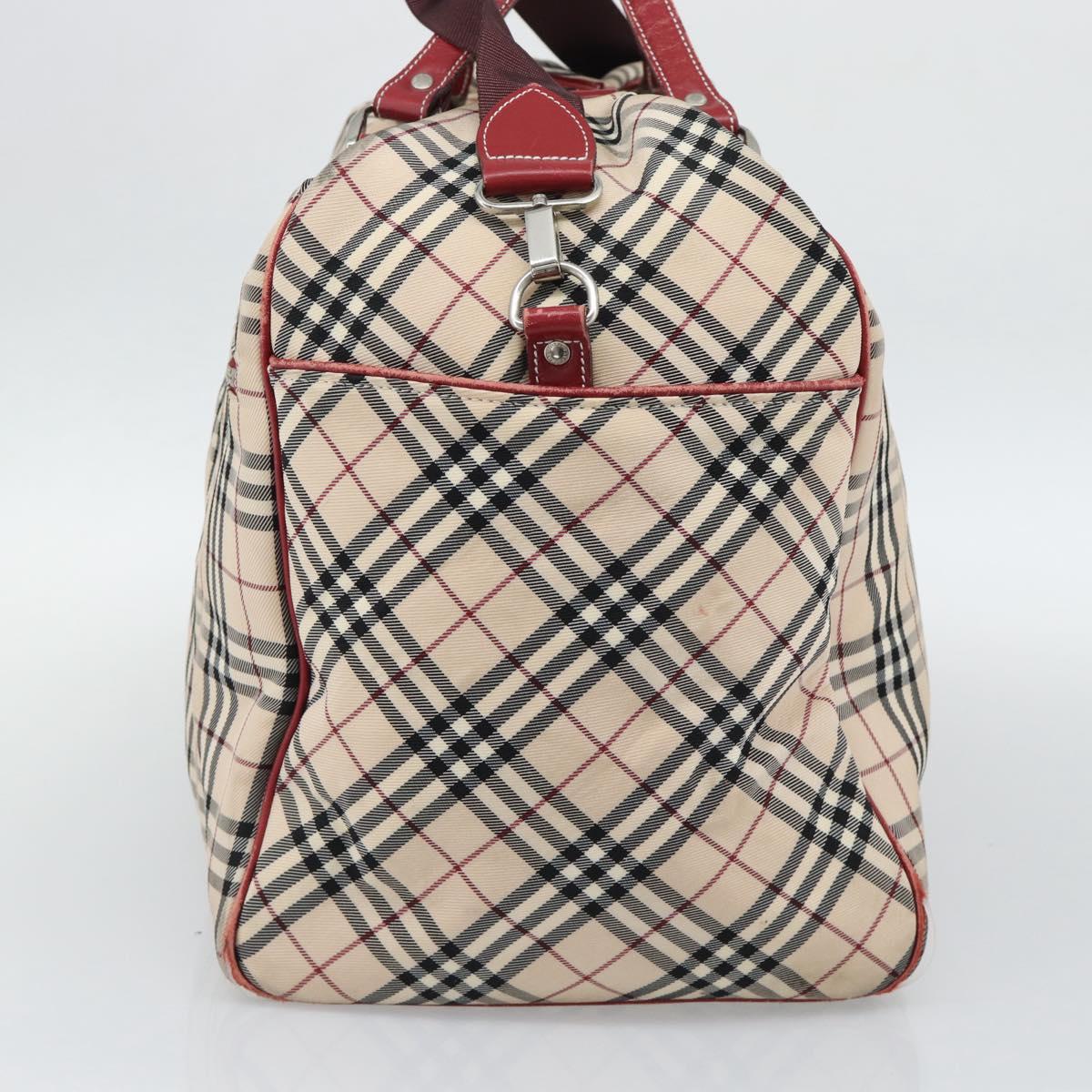 BURBERRY Blue Label Boston Bag Canvas 2way Beige Silver Auth mr2676