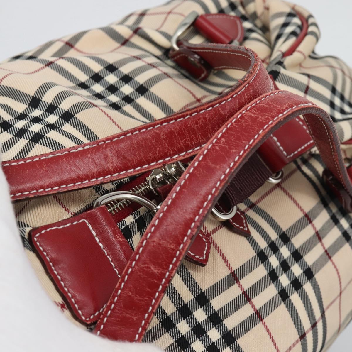 BURBERRY Blue Label Boston Bag Canvas 2way Beige Silver Auth mr2676