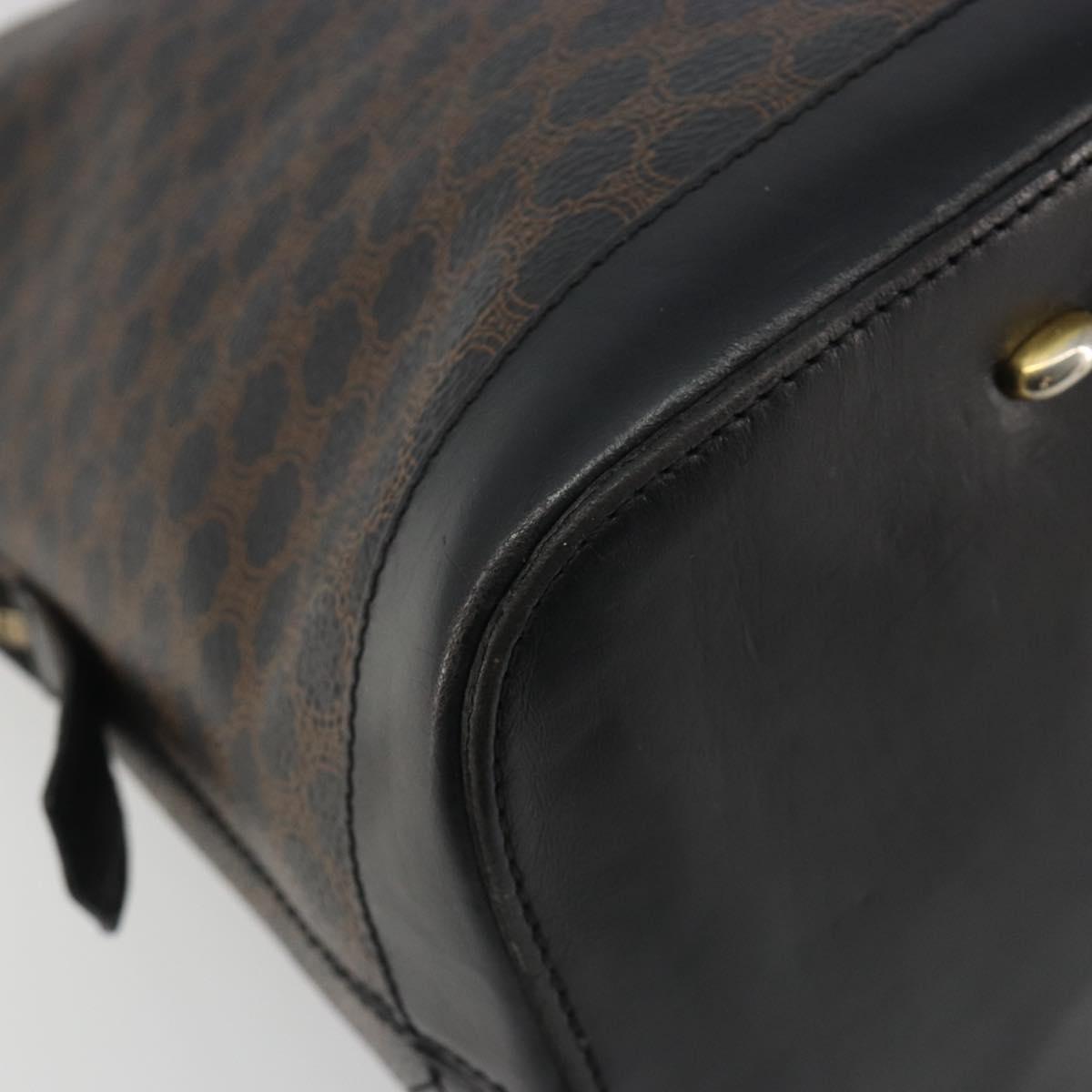 CELINE Macadam Canvas Hand Bag PVC Leather Black Gold Auth mr2677