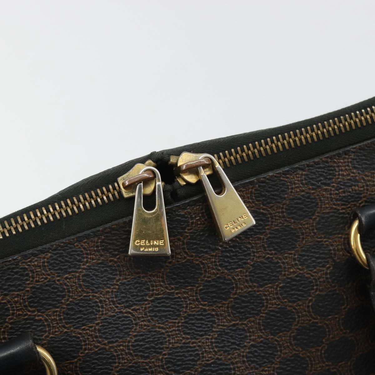 CELINE Macadam Canvas Hand Bag PVC Leather Black Gold Auth mr2677