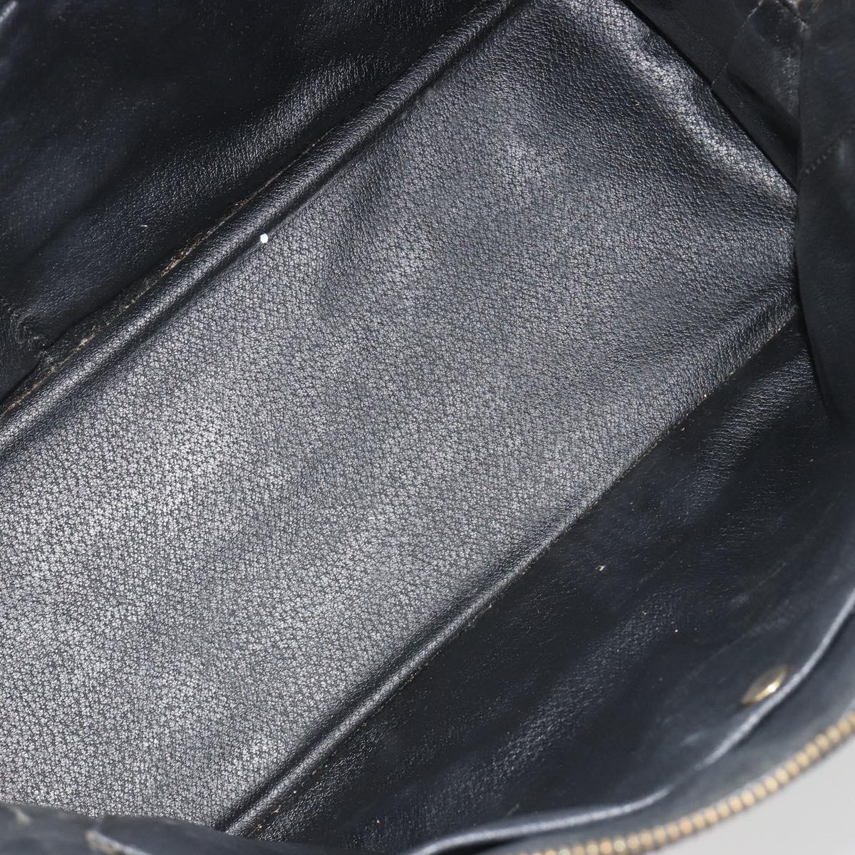 CELINE Macadam Canvas Hand Bag PVC Leather Black Gold Auth mr2677