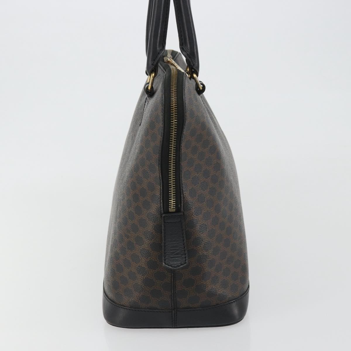 CELINE Macadam Canvas Hand Bag PVC Leather Black Gold Auth mr2677